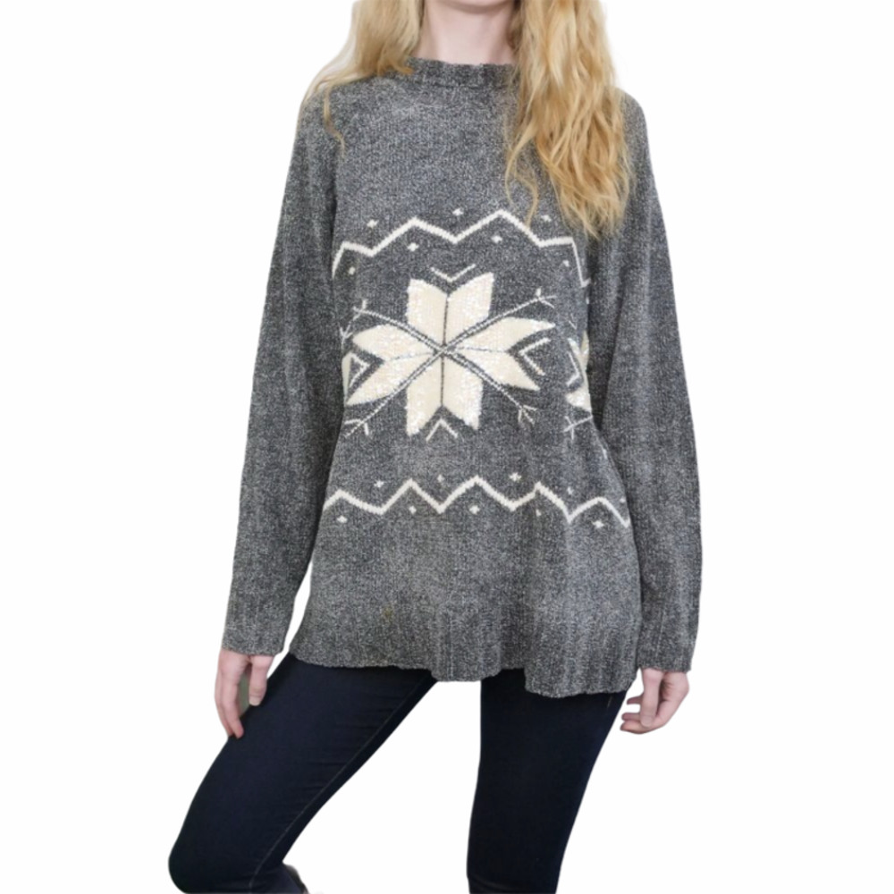 Saks Fifth Ave Fair Isle Sequin Snowflake Sweater